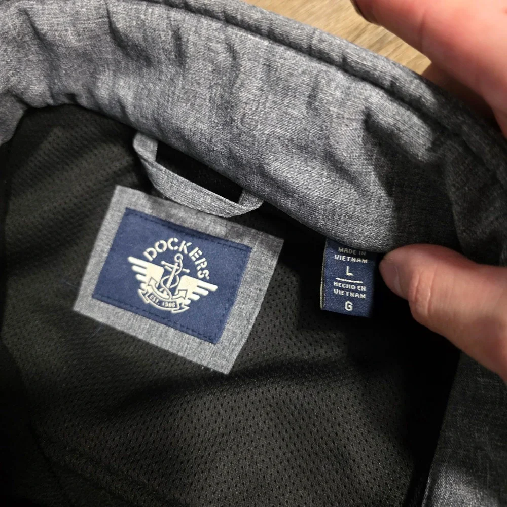 Dockers Mens Gray Softshell Full Zip Jacket Fleece Lined Size L Large Heathered - Picture 5 of 7